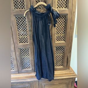 Tie neck linen dress